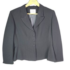 Le Suit Blazer Black 12P Petite Tailored Career Textured Button Lined